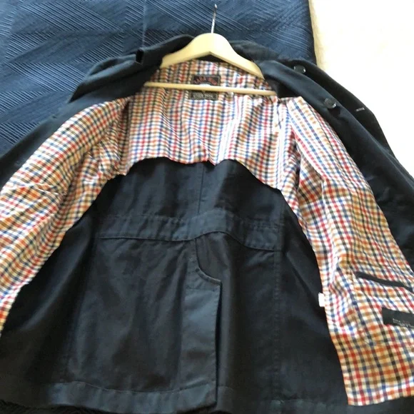 Navy blue Zara men’s raincoat - Long Jacket - Picture 10 of 12